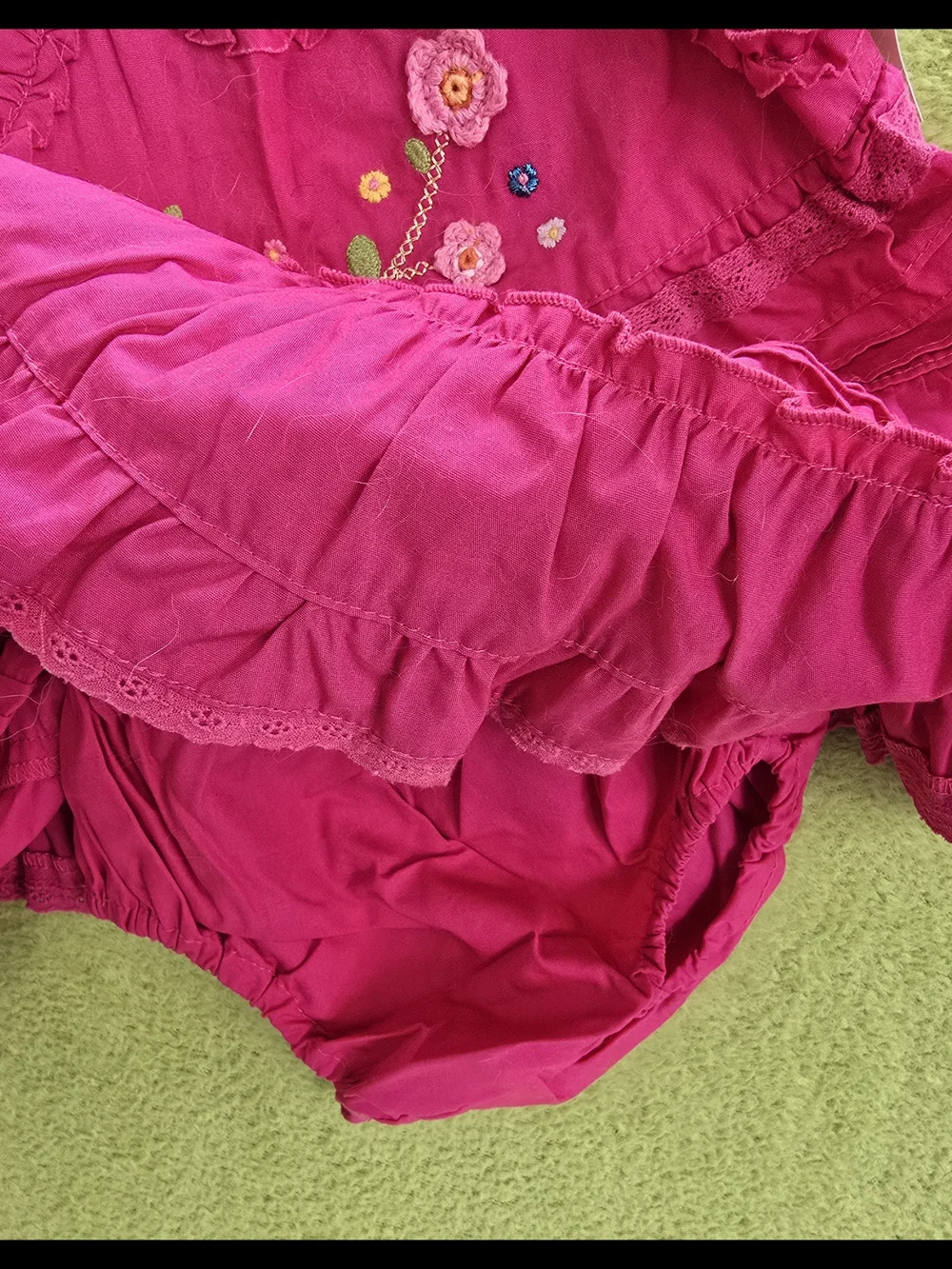 NWT 0-3M  Baby Girls - 2P SUNDRESS Bright Hot Pink Floral Ruffle + Panties - Picture 3 of 5